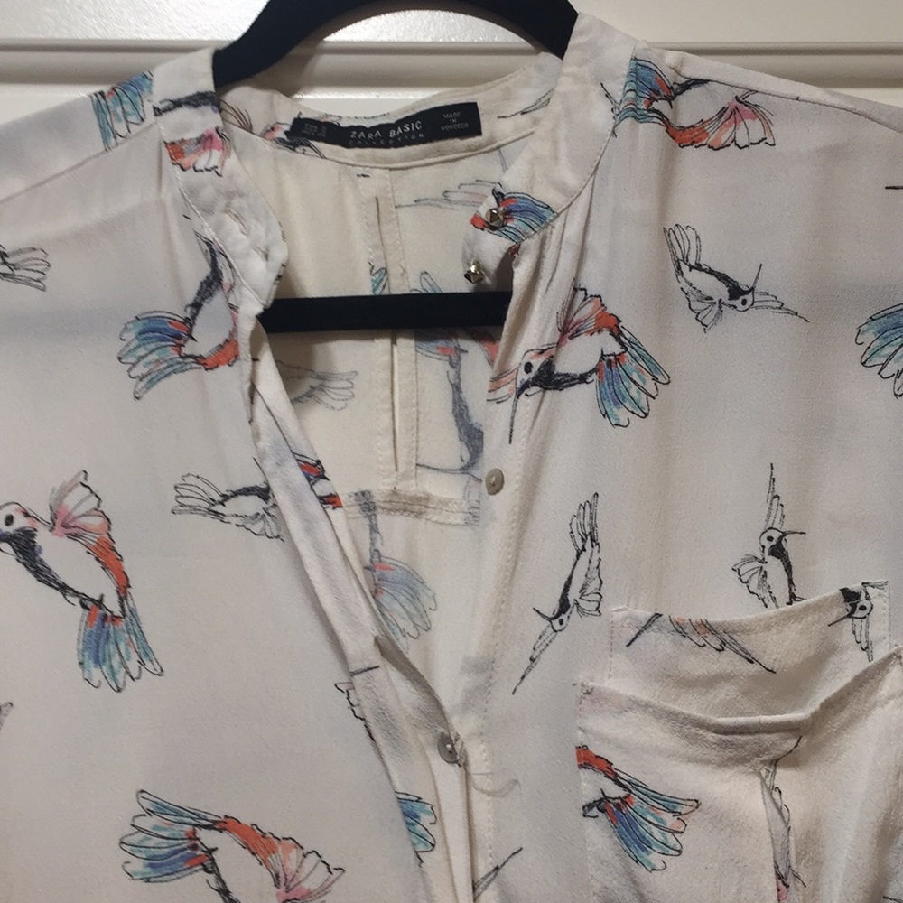 Zara Hummingbird Button Down Blouse - image 2